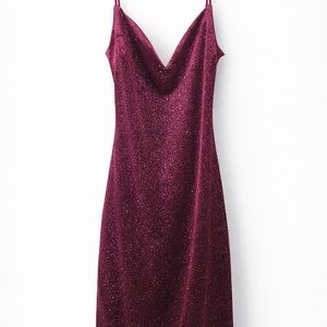Elegant Burgundy Glitter Dress